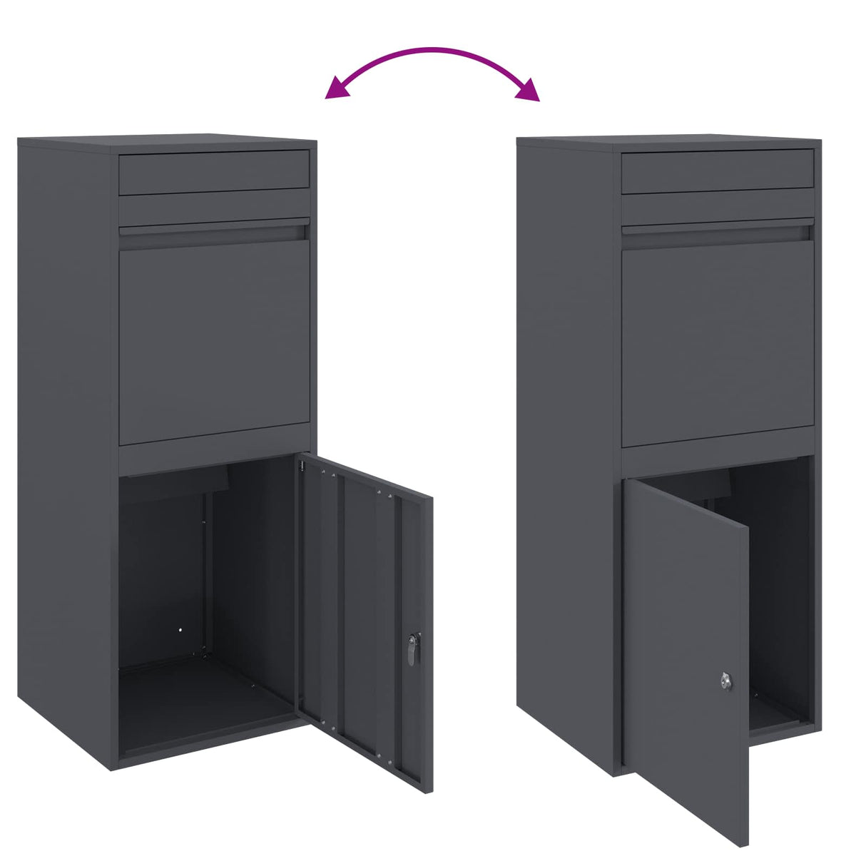 Parcel Drop Box with Storage Anthracite 41 x 38 x 103 cm Steel