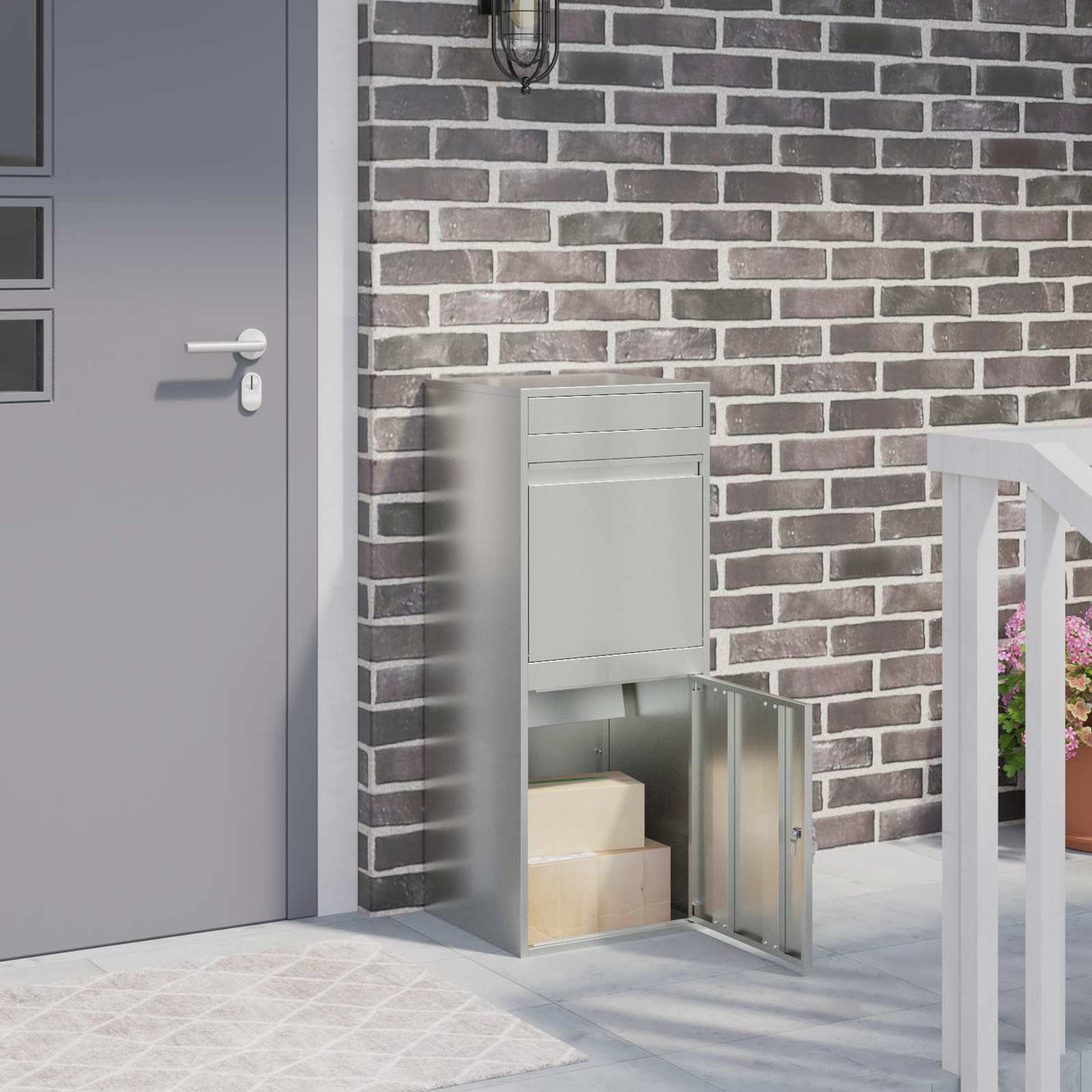 Parcel Drop Box Silver 41 x 38 x 103 cm Galvanised Steel
