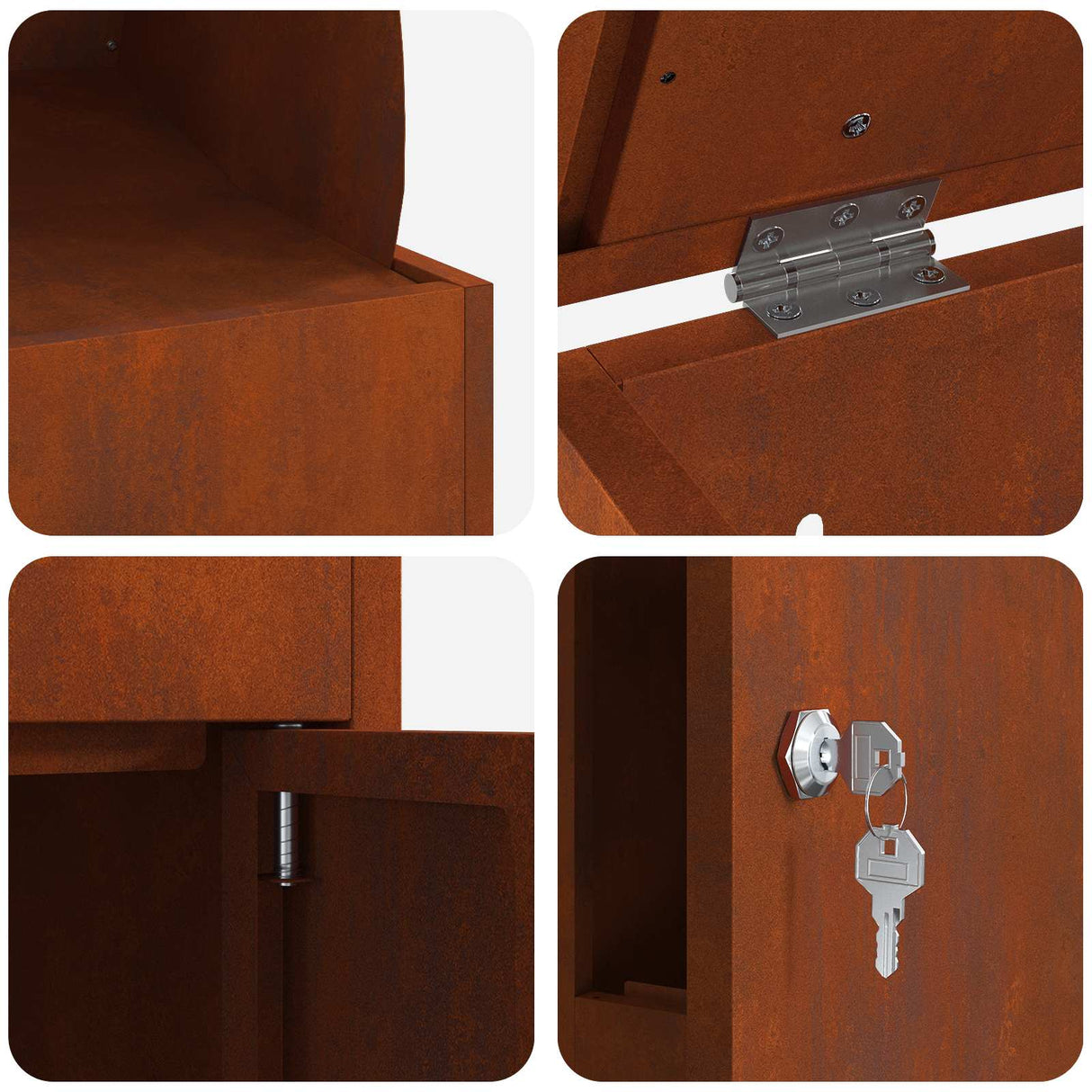 Parcel Drop Box Rusty 47.5 x 38 x 59 cm Weathering Steel
