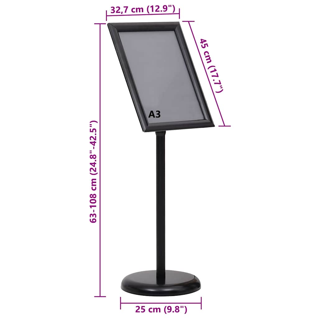 Poster Stands 2 pcs Black 32.7 x 24 x 108 cm Aluminium