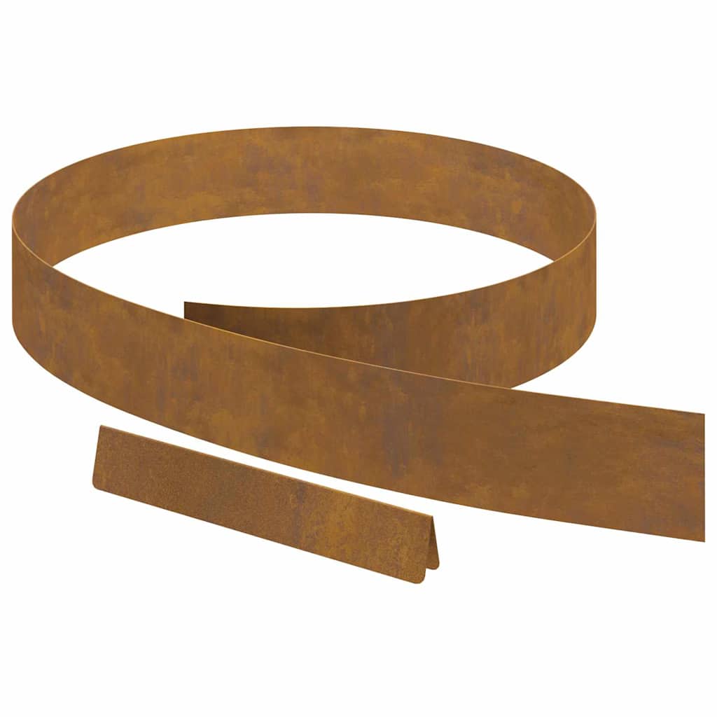 Garden Lawn Edging 4 pcs Rusty 450 x 10 cm Steel