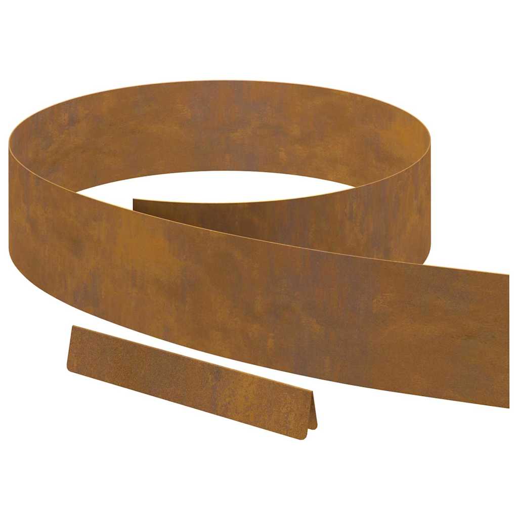 Lawn Edging 4 pcs Rusty 450 x 0.05 x 15 cm Weathering Steel