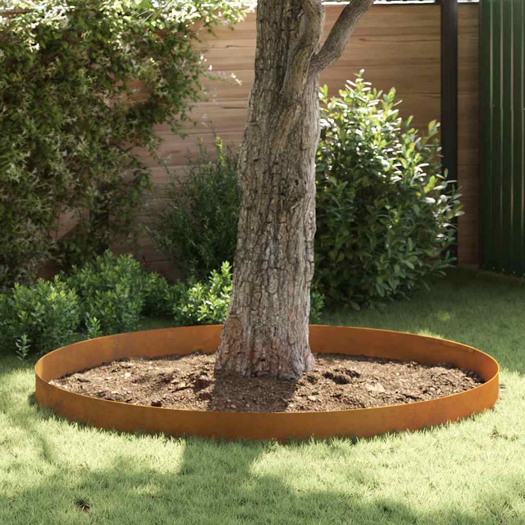 Lawn Edging 4 pcs Rusty 450 x 0.05 x 15 cm Weathering Steel
