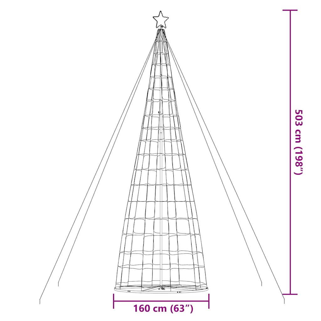 LED Christmas Tree Warm White 160 x 160 x 503 cm Iron