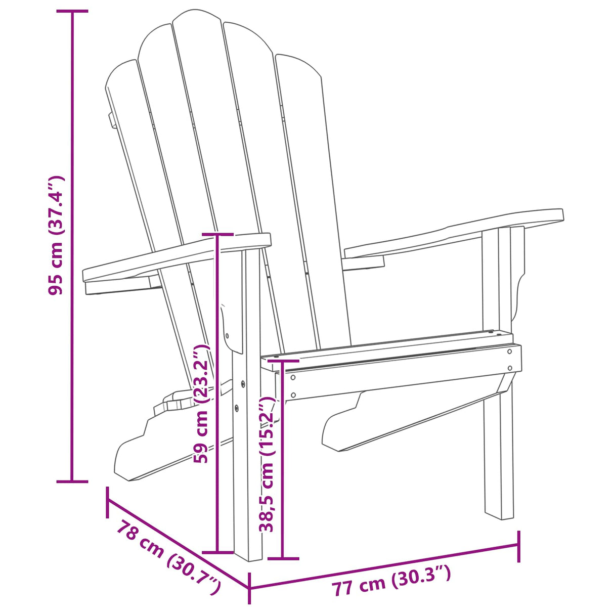 Adirondack Chair 2 pcs Brown Solid Teak Wood