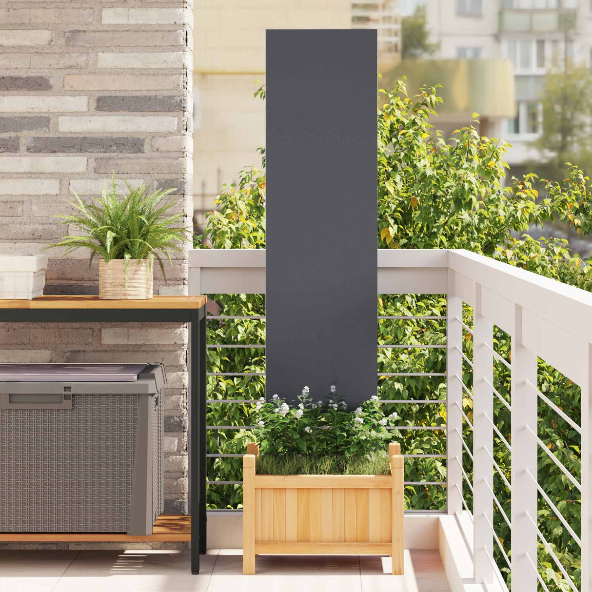 Garden Privacy Screen Anthracite 32 x 140 cm Cold-rolled steel