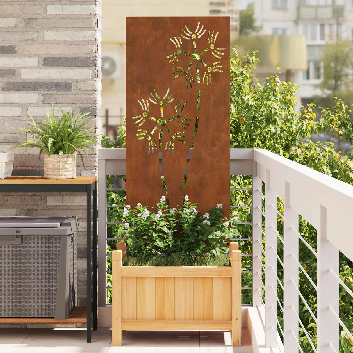 Garden Privacy Screen Rusty 50 x 140 cm Weathering Steel
