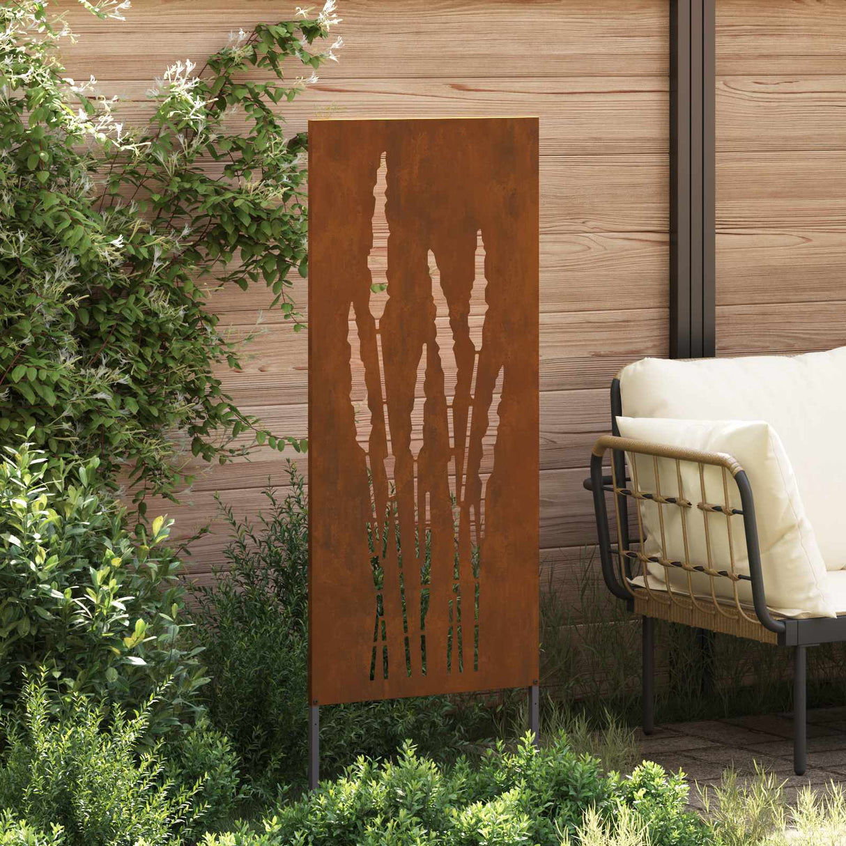 Garden Privacy Screen Floral Rusty 50 x 140 cm Weathering Steel