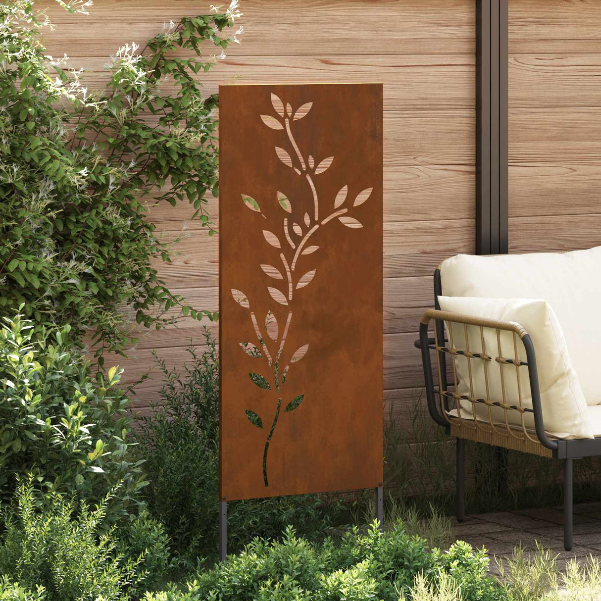 Garden Privacy Screen Floral Rusty 50 x 140 cm Weathering Steel