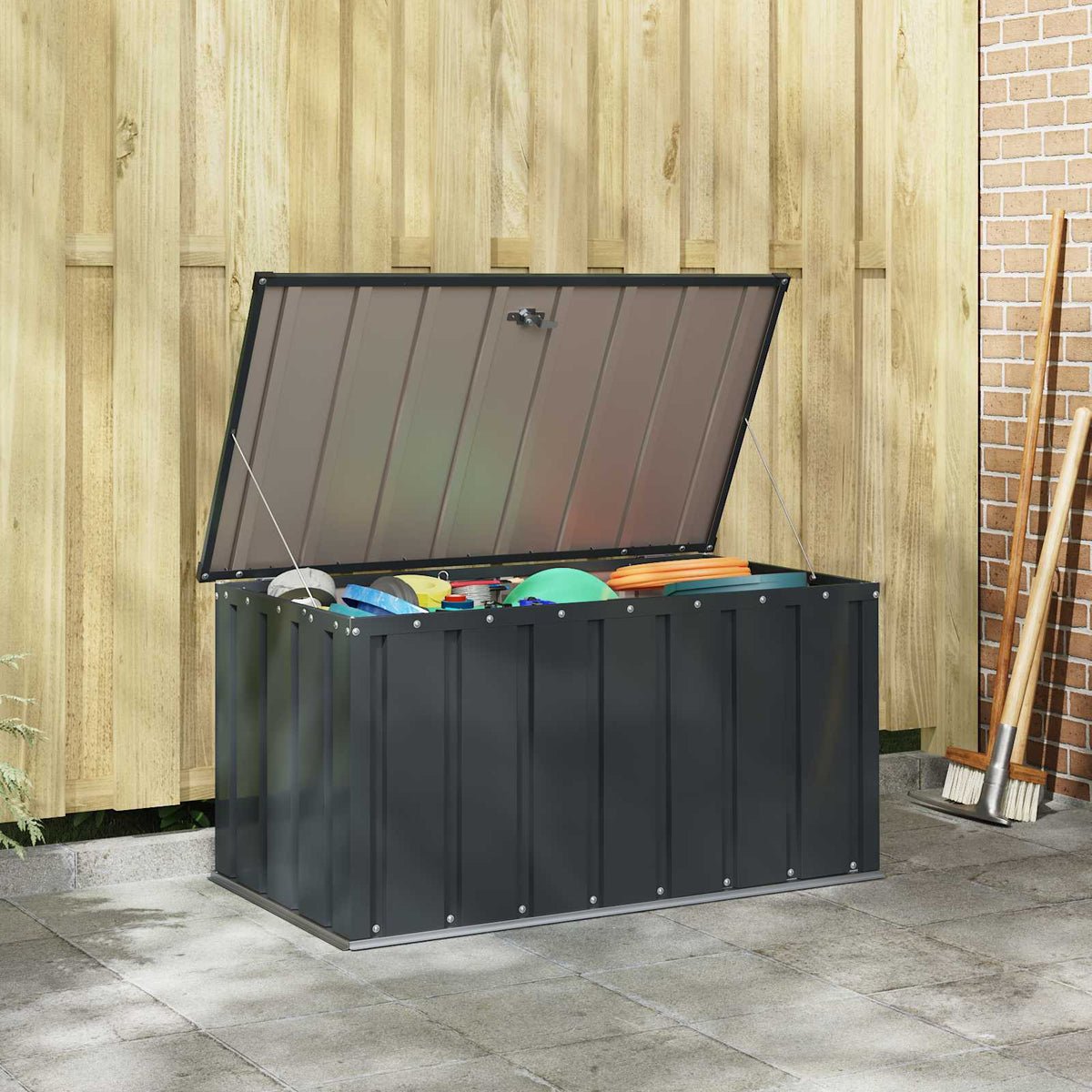 Garden Storage Box Black 101 x 56.5 x 50 cm Steel