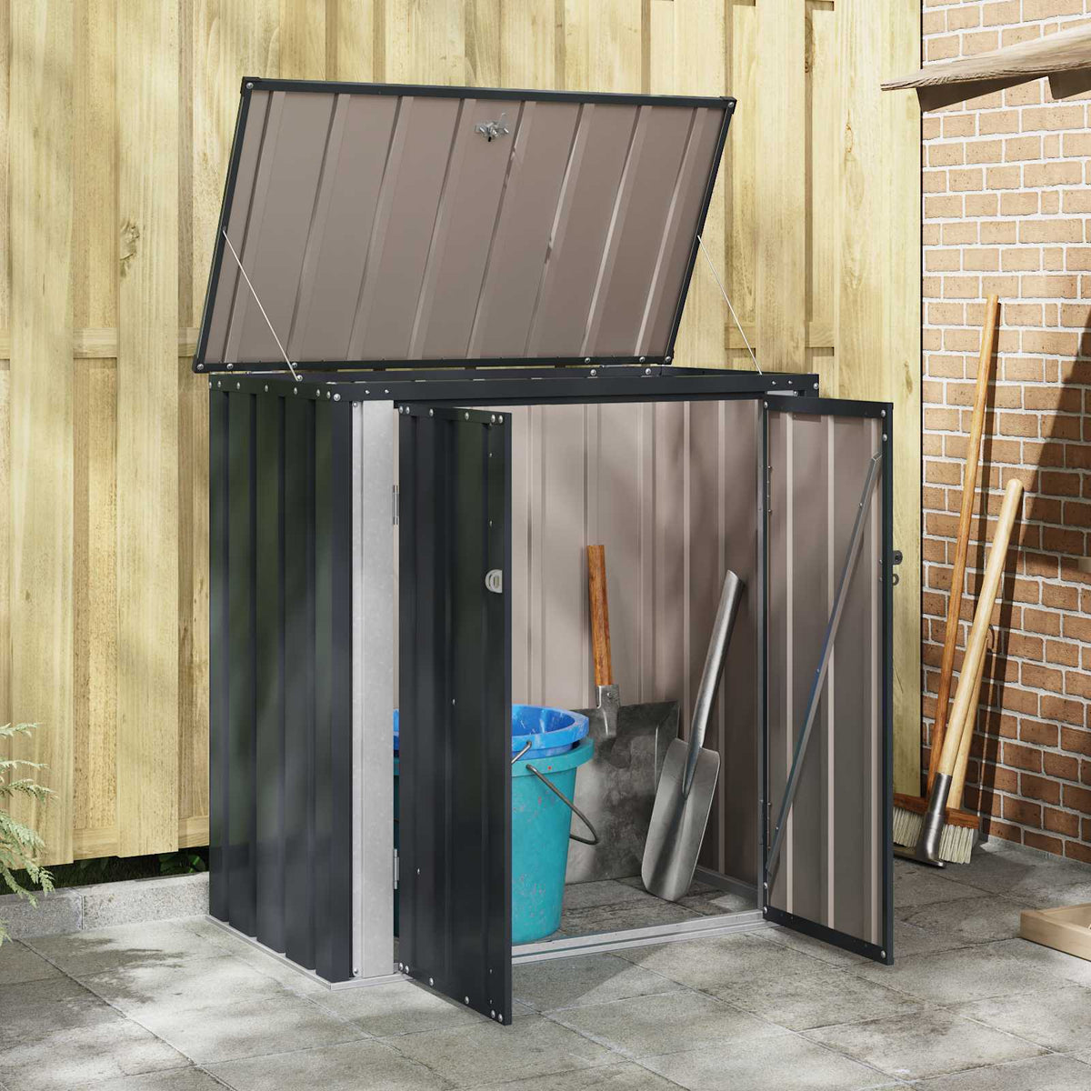 Garden Storage Box Black 101.5 x 57 x 100.5 cm Steel