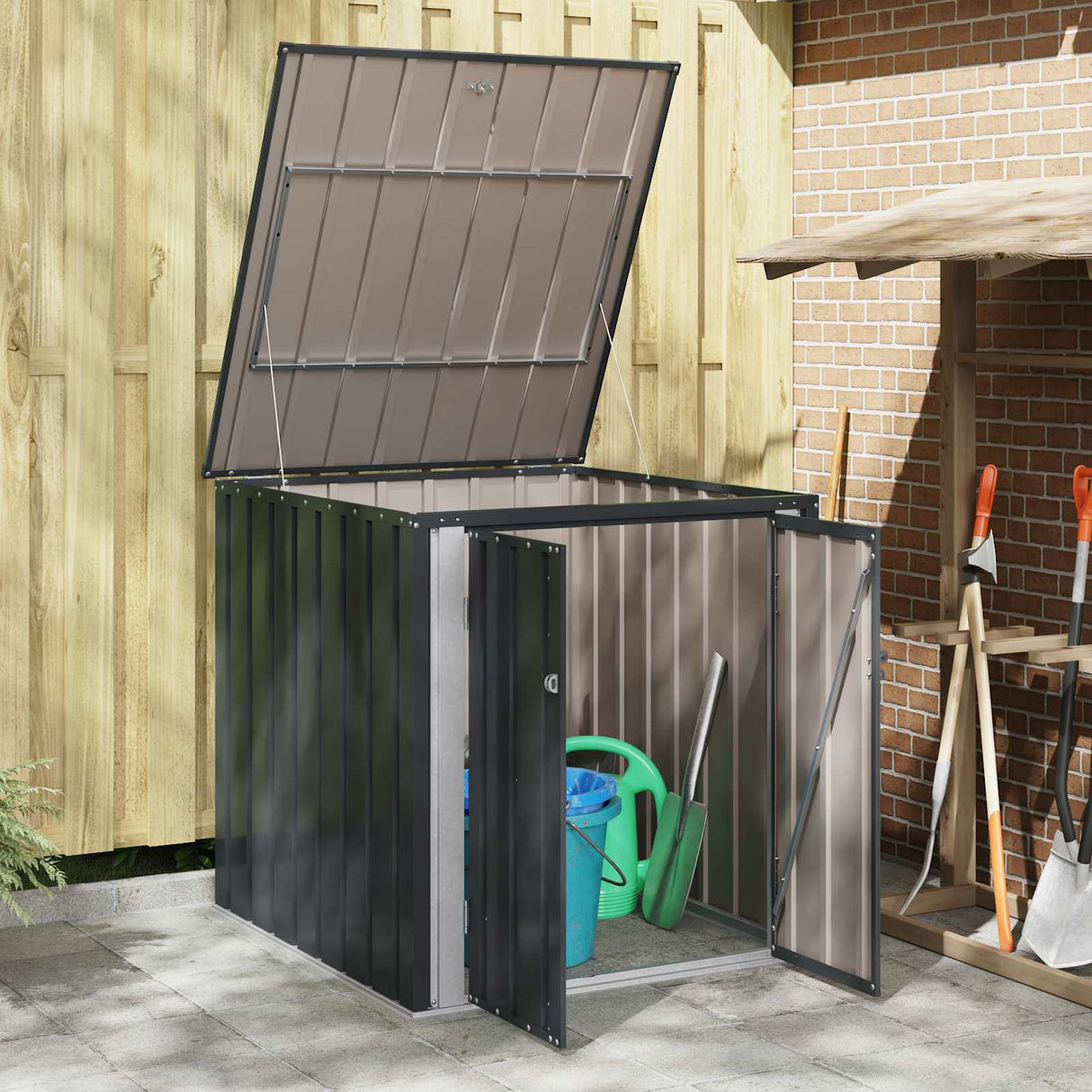 Garden Storage Box Black 101.5 x 107 x 100 cm Steel