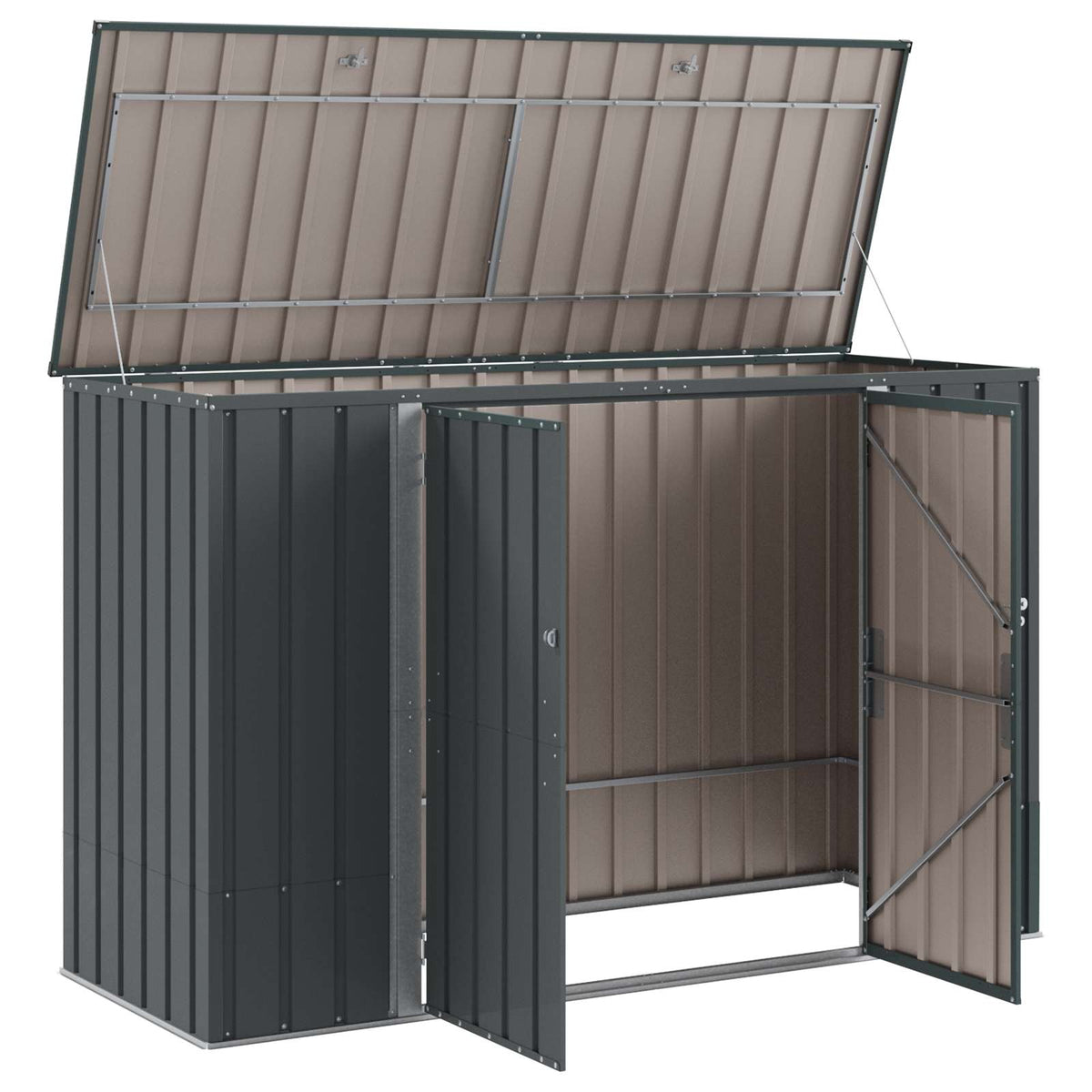 Garden Storage Box Black 214 x 82 x 132 cm Steel