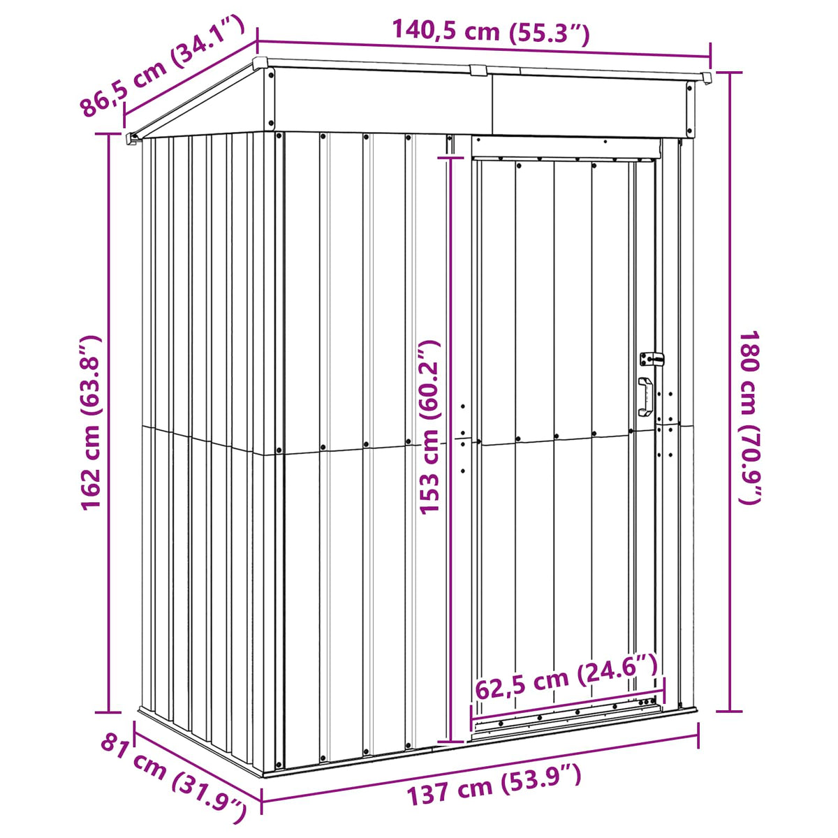 Garden Sheds Anthracite 137 x 81 x 180 cm Metal