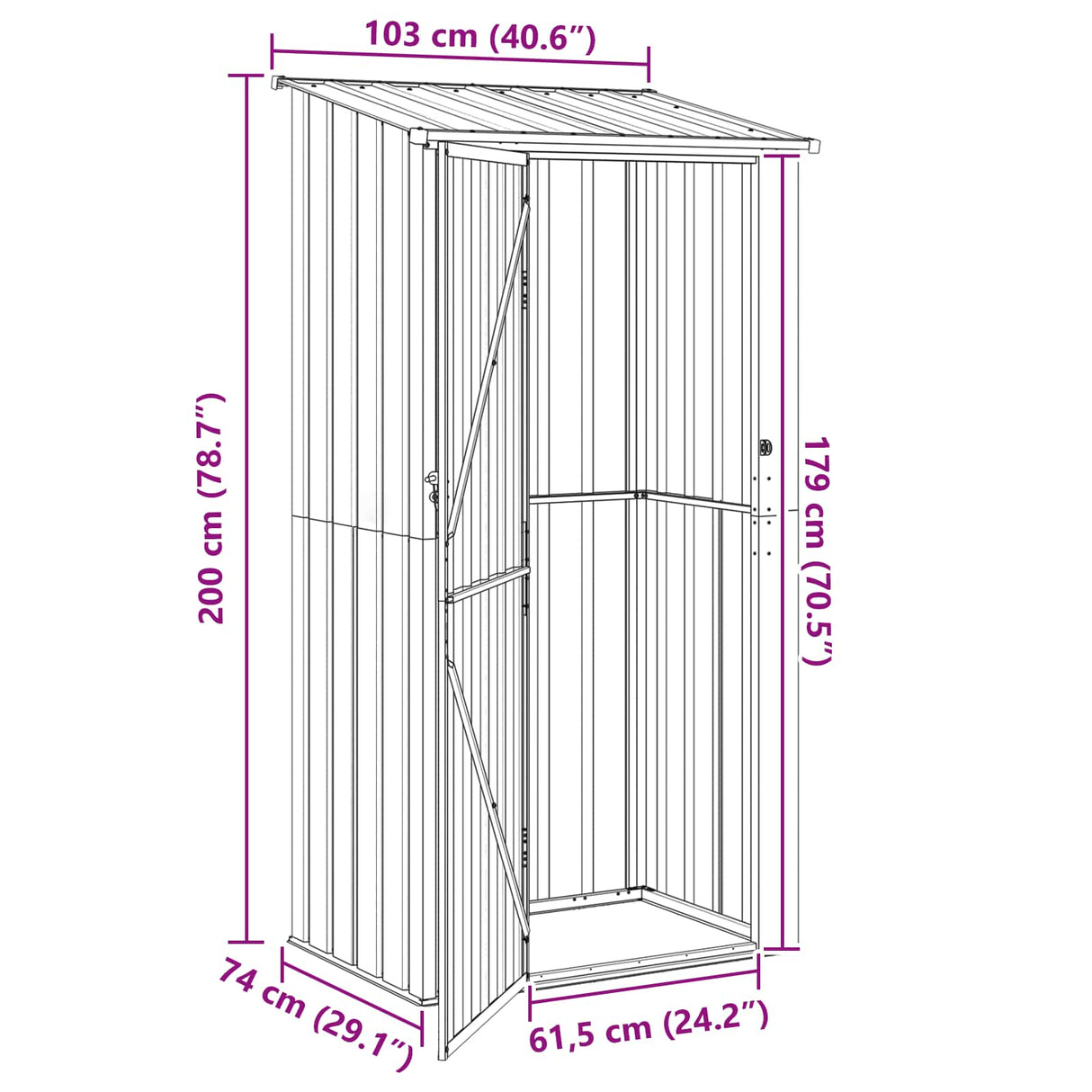Garden Sheds Anthracite 103 x 74 x 200 cm Metal