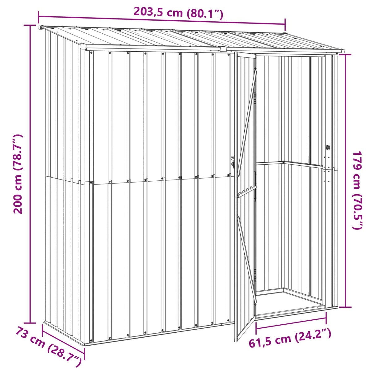 Garden Sheds Anthracite 203.5 x 73 x 200 cm Metal
