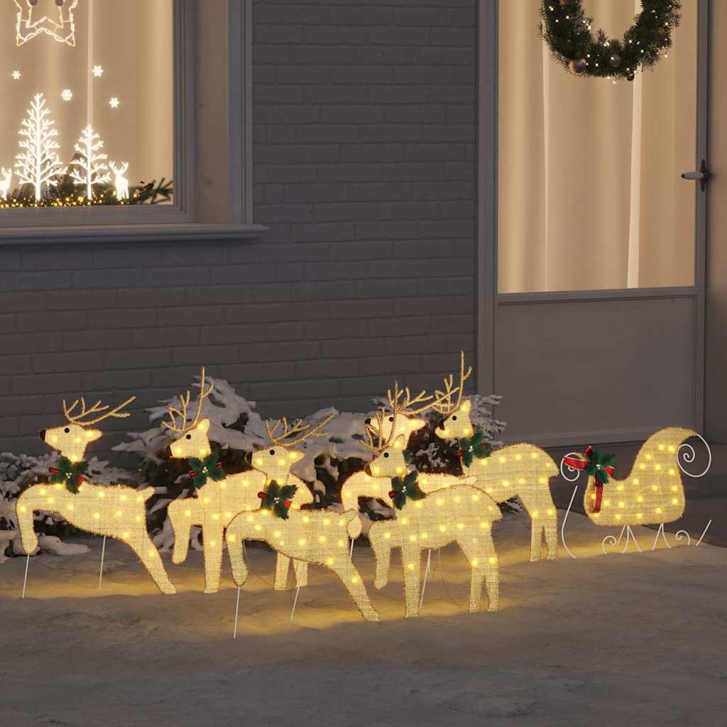 LED Reindeers 7 pcs Gold Fabric
