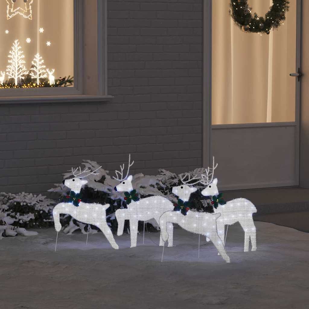 LED Reindeers 4 pcs Silver Fabric