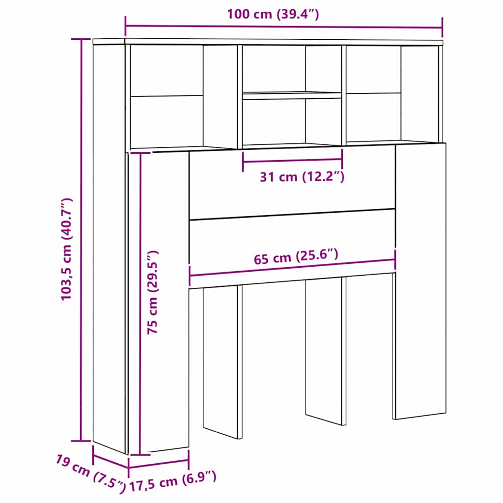 Headboard Cabinet with Shelf Artisan oak Engineered wood