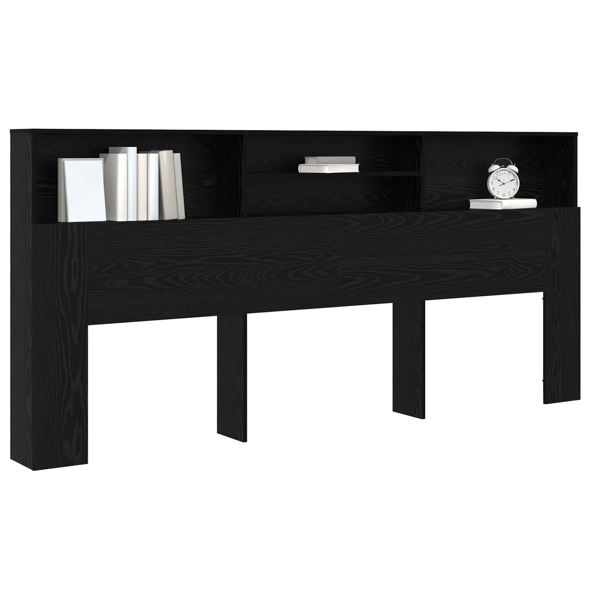 Headboard Cabinet Black Oak 220 x 19 x 101,5 cm Engineered Wood