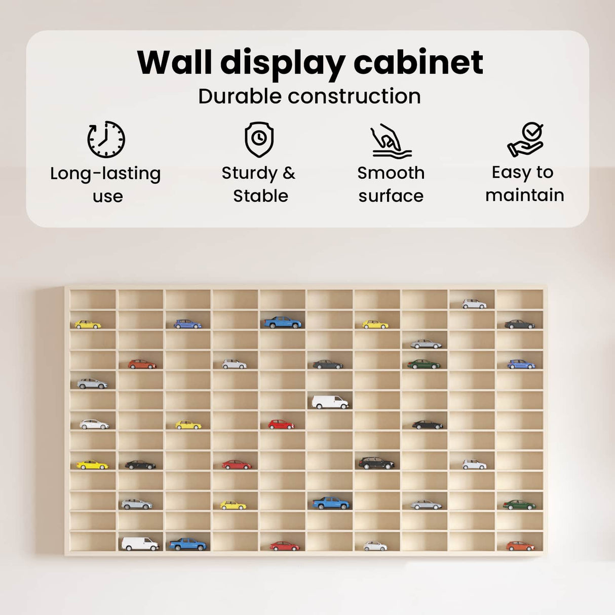 Wall Display Case Beige 98 x 4,5 x 55 cm Engineered Wood