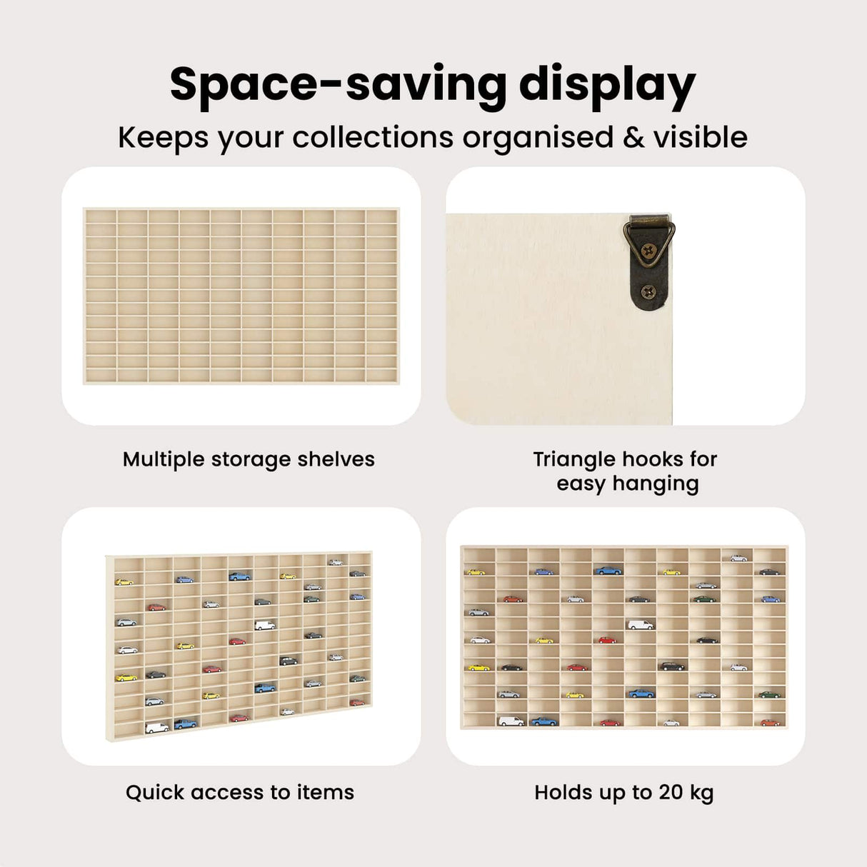 Wall Display Case Beige 98 x 4,5 x 55 cm Engineered Wood