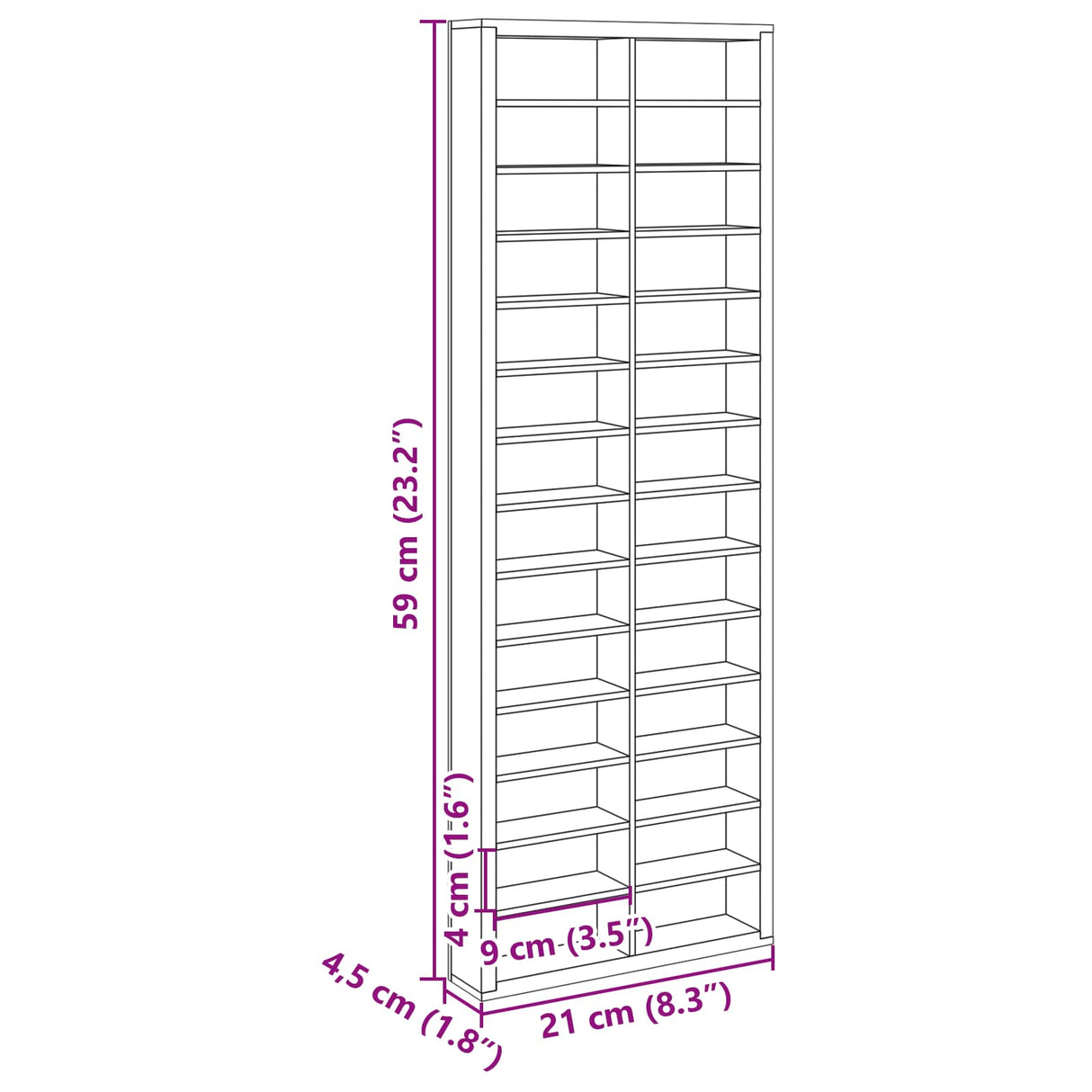Wall Display Case Beige 21 x 4,5 x 59 cm Engineered Wood