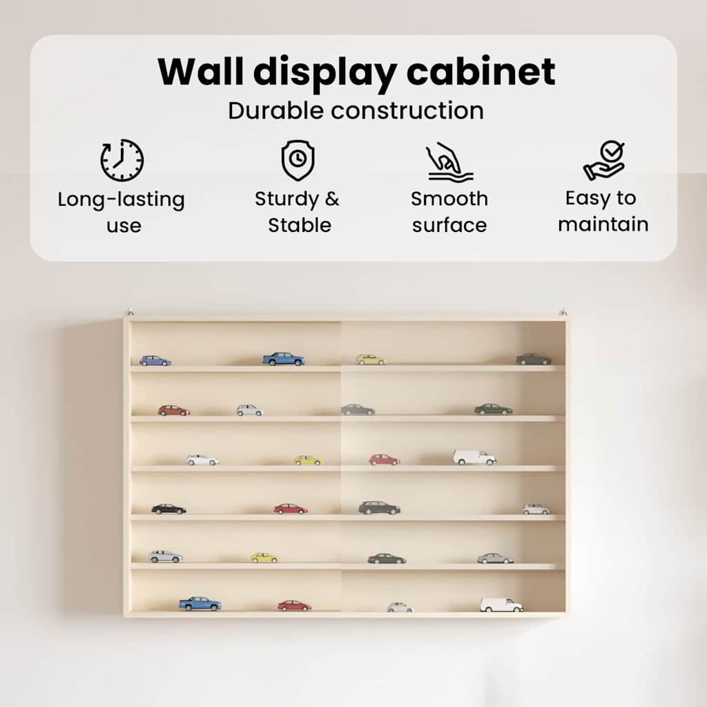 Wall Display Case with Shelf Beige 80 x 8,5 x 54 cm Plywood