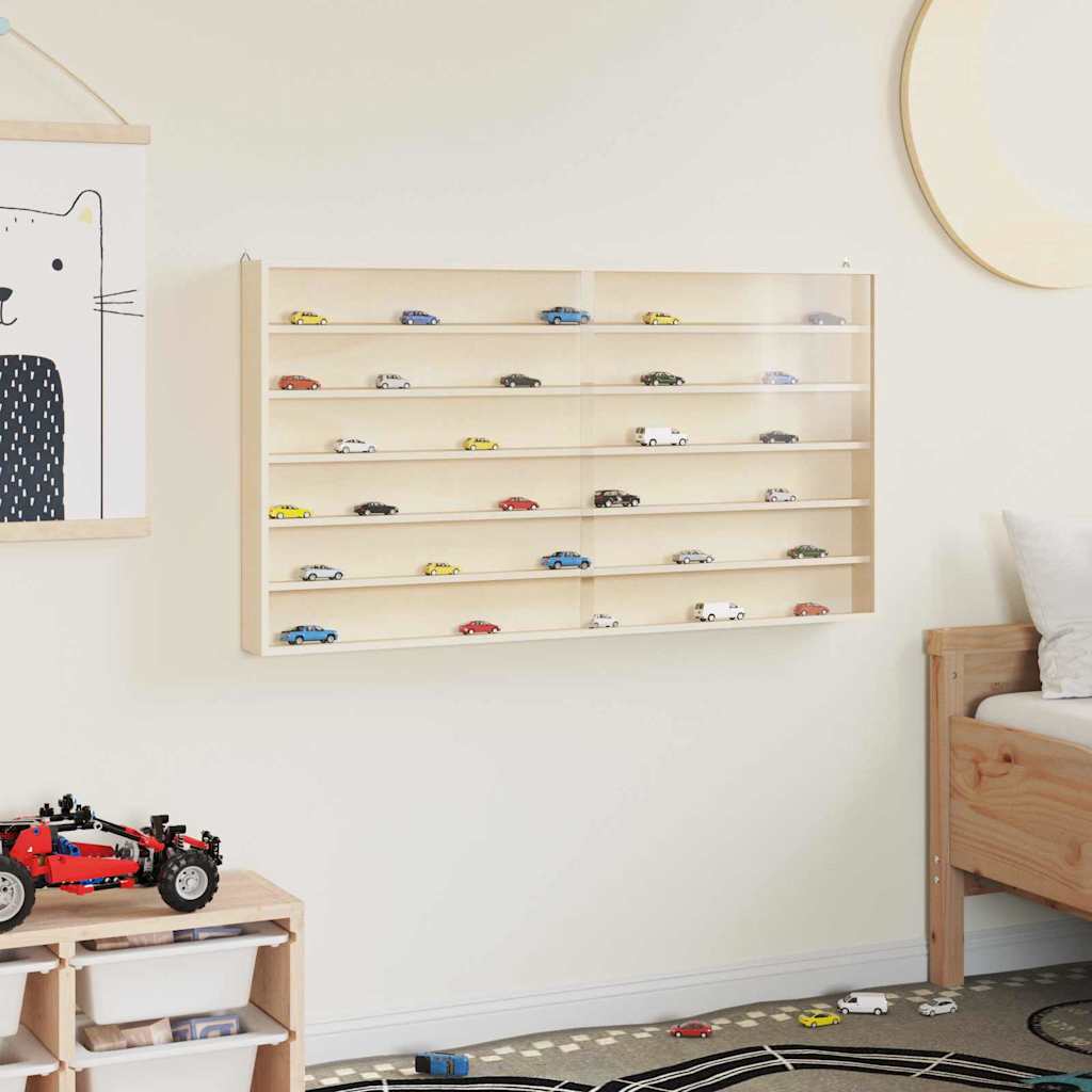 Wall Display Case with Shelf Beige 100 x 8,5 x 54 cm Plywood