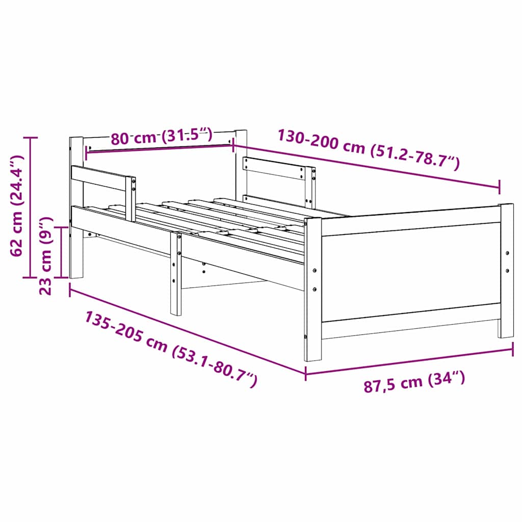 Bed Frame with Headboard Brown 80 x 200 cm Engineered Wood