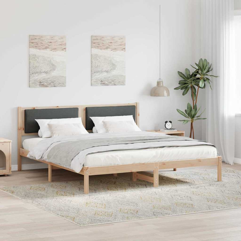 Bed Frame with Headboard Dark Grey 180 x 200 cm Solid Pine Wood