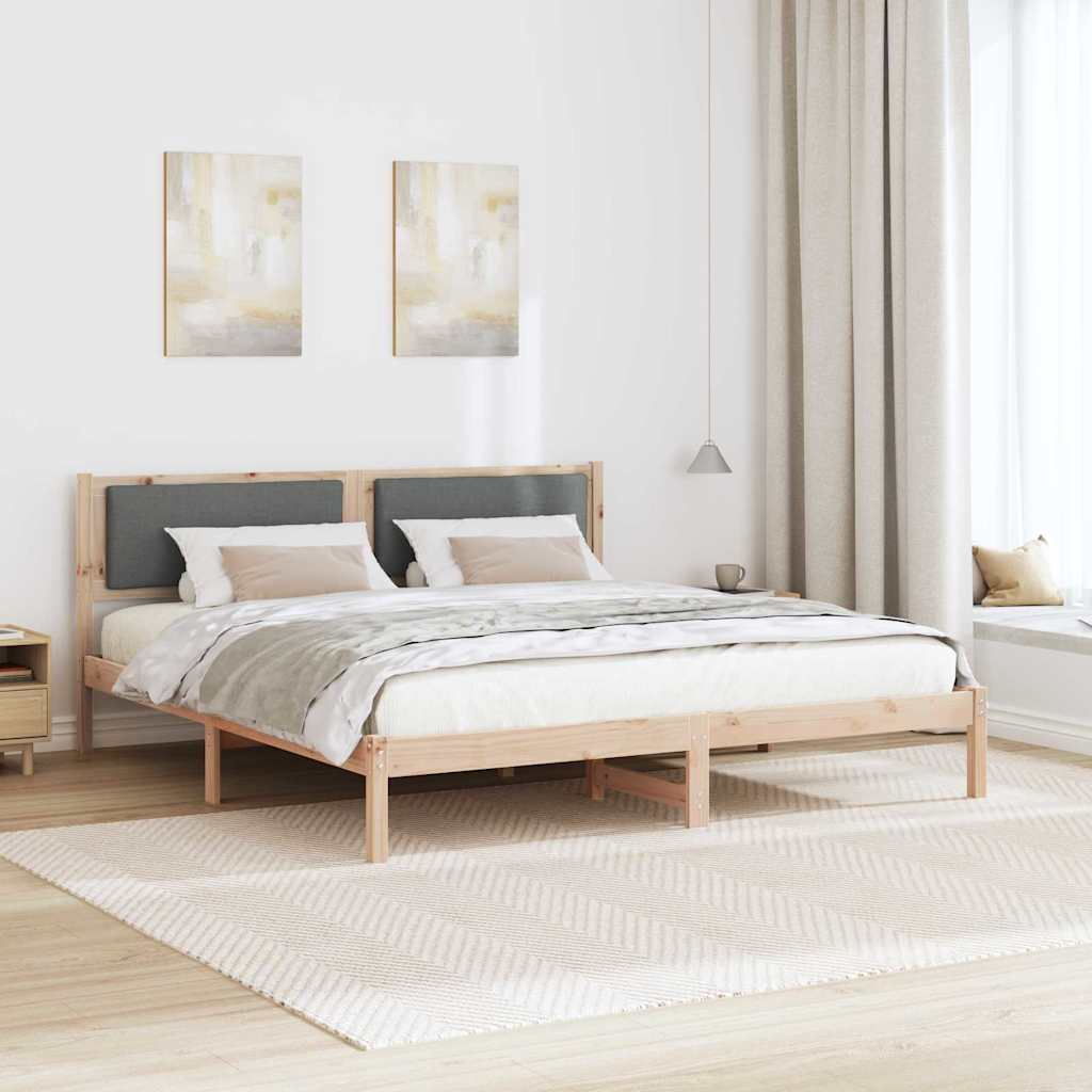 Bed Frame with Headboard Dark Grey 180 x 200 cm Solid Pine Wood