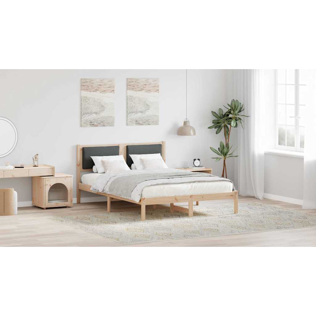 Bed Frame with Headboard Dark Grey 150 x 200 cm Solid Pine Wood
