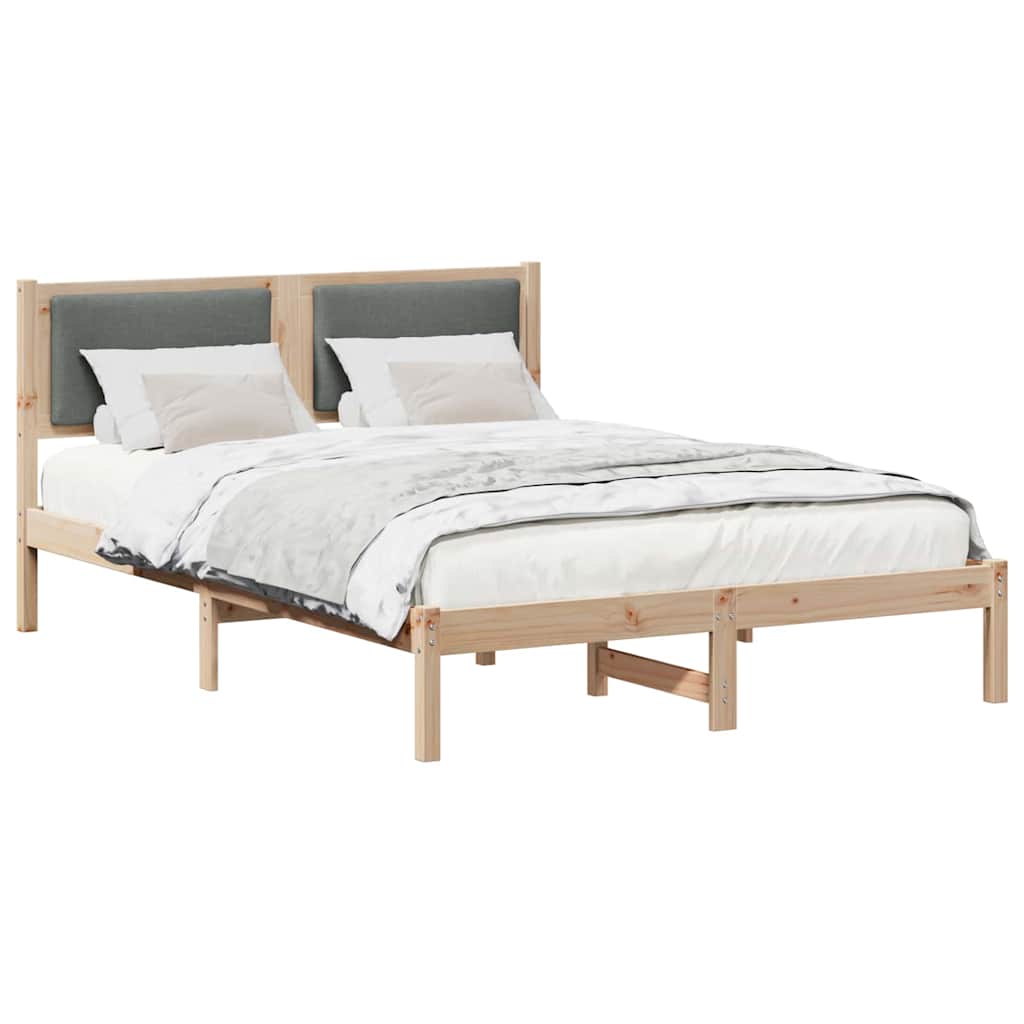 Bed Frame with Headboard Dark Grey 150 x 200 cm Solid Pine Wood