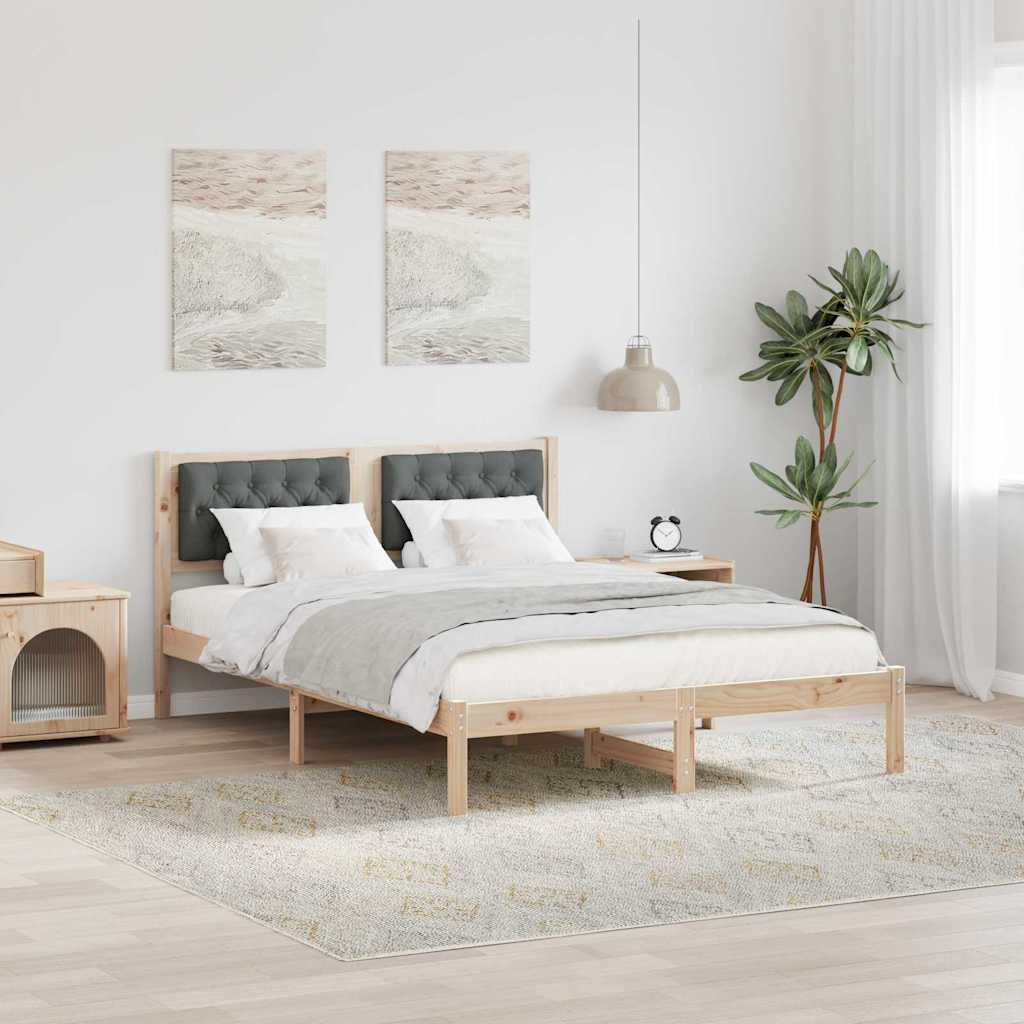 Bed Frame with Headboard Dark Grey 150 x 200 cm Fabric