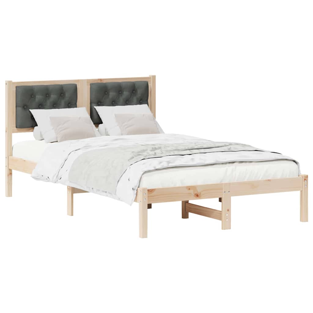 Bed Frame with Headboard Dark Grey 135 x 190 cm Fabric