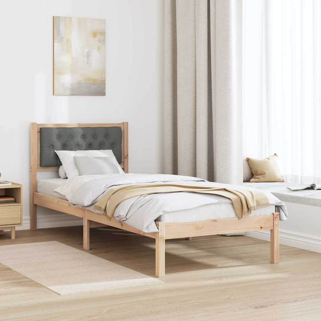Bed Frame with Headboard Dark Grey 90 x 190 cm Fabric
