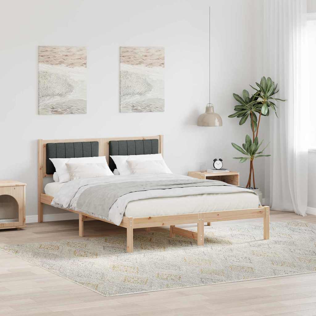 Bed Frame with Upholstered Headboard Dark Grey 135 x 190 cm