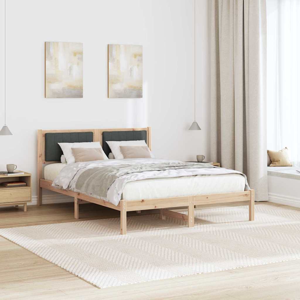 Bed Frame with Upholstered Headboard Dark Grey 135 x 190 cm