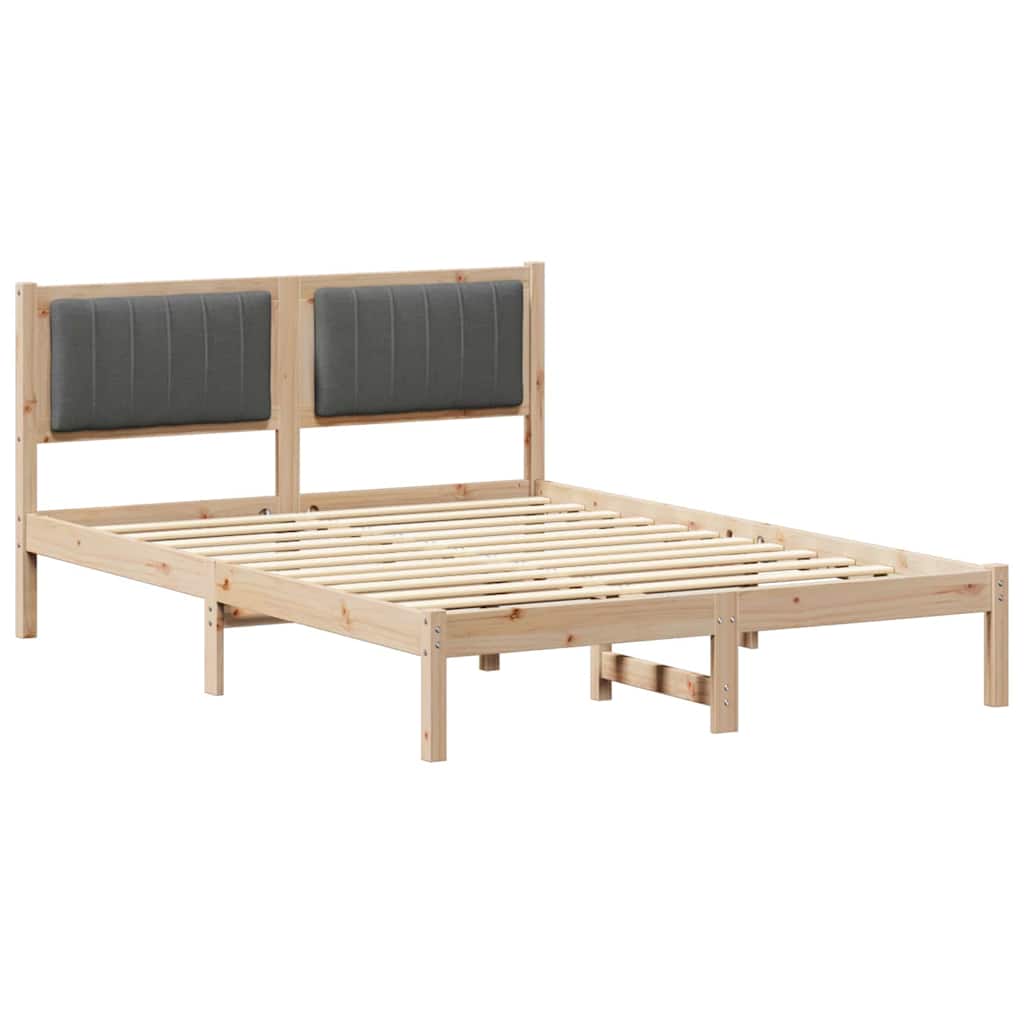 Bed Frame with Upholstered Headboard Dark Grey 135 x 190 cm