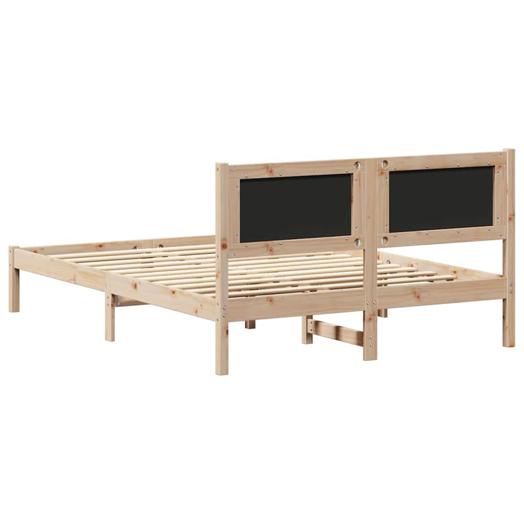 Bed Frame with Upholstered Headboard Dark Grey 135 x 190 cm