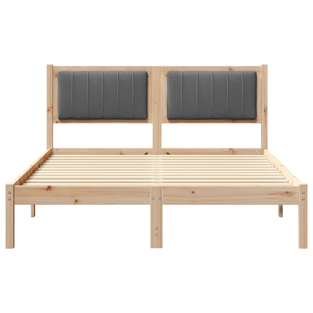 Bed Frame with Upholstered Headboard Dark Grey 135 x 190 cm