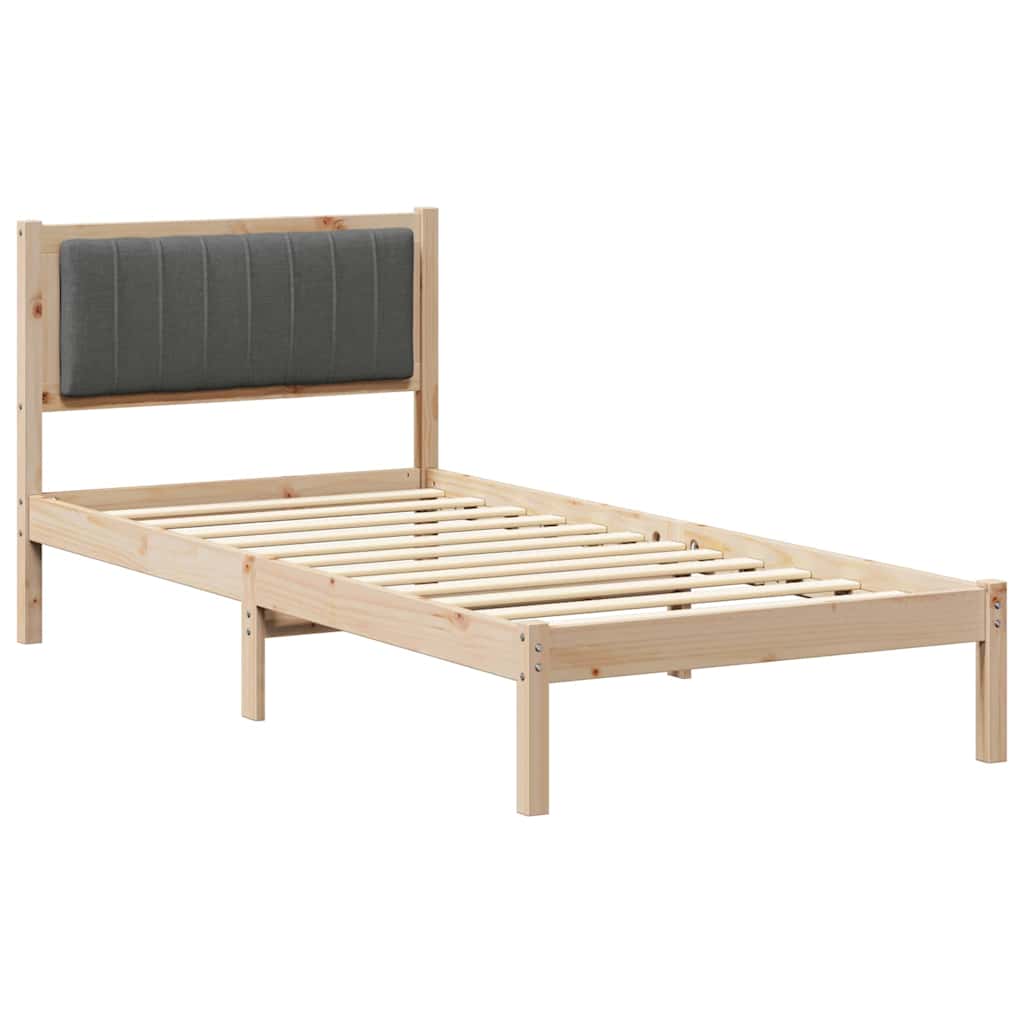 Bed Frame with Upholstered Headboard Dark Grey 90 x 190 cm