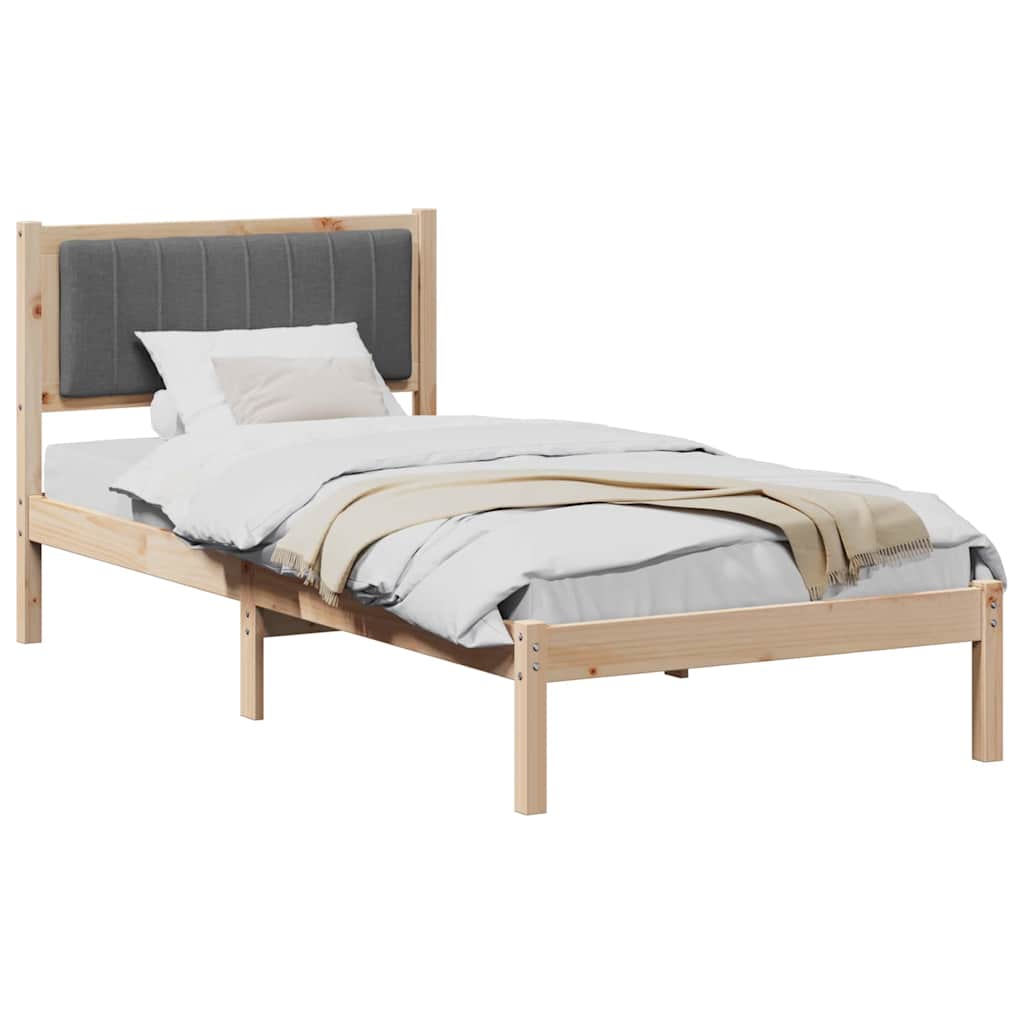Bed Frame with Upholstered Headboard Dark Grey 90 x 190 cm