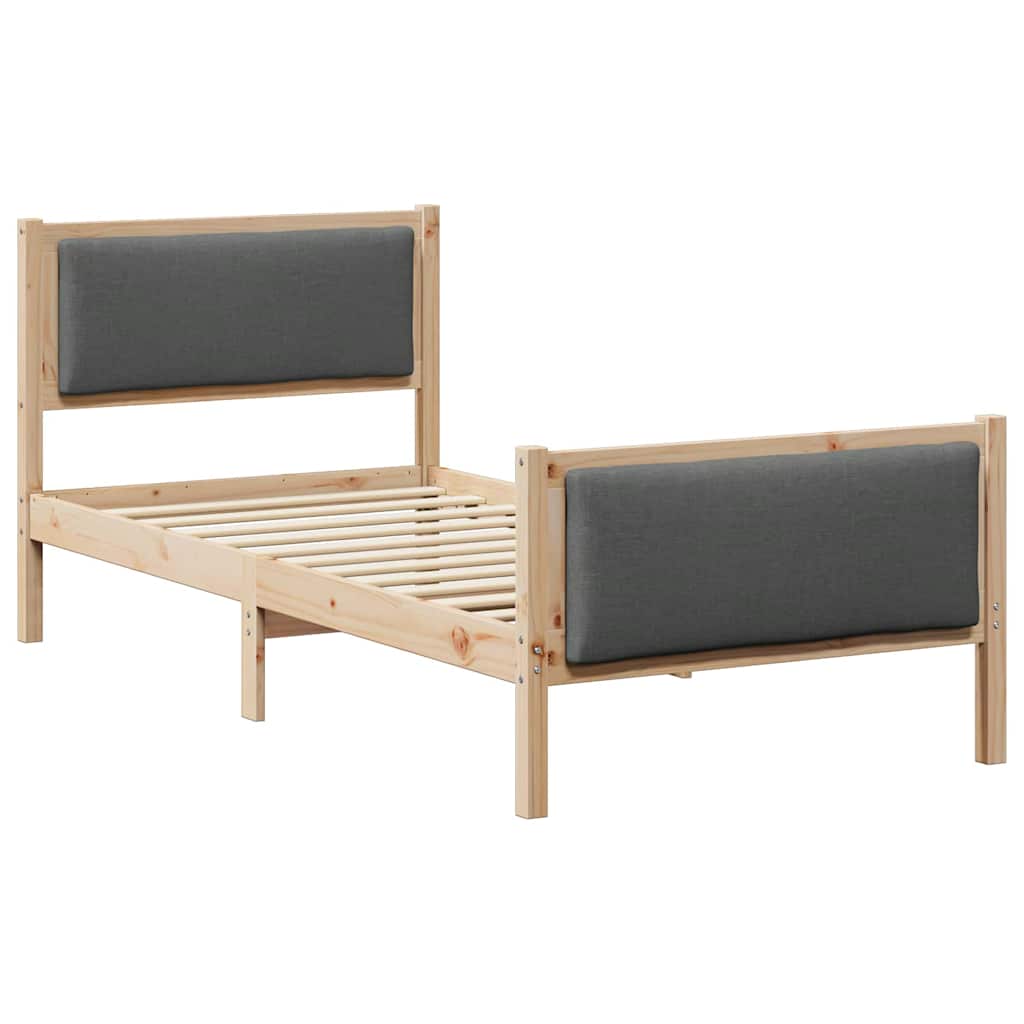 Bed Frame with Headboard Dark Grey 90 x 190 cm Fabric