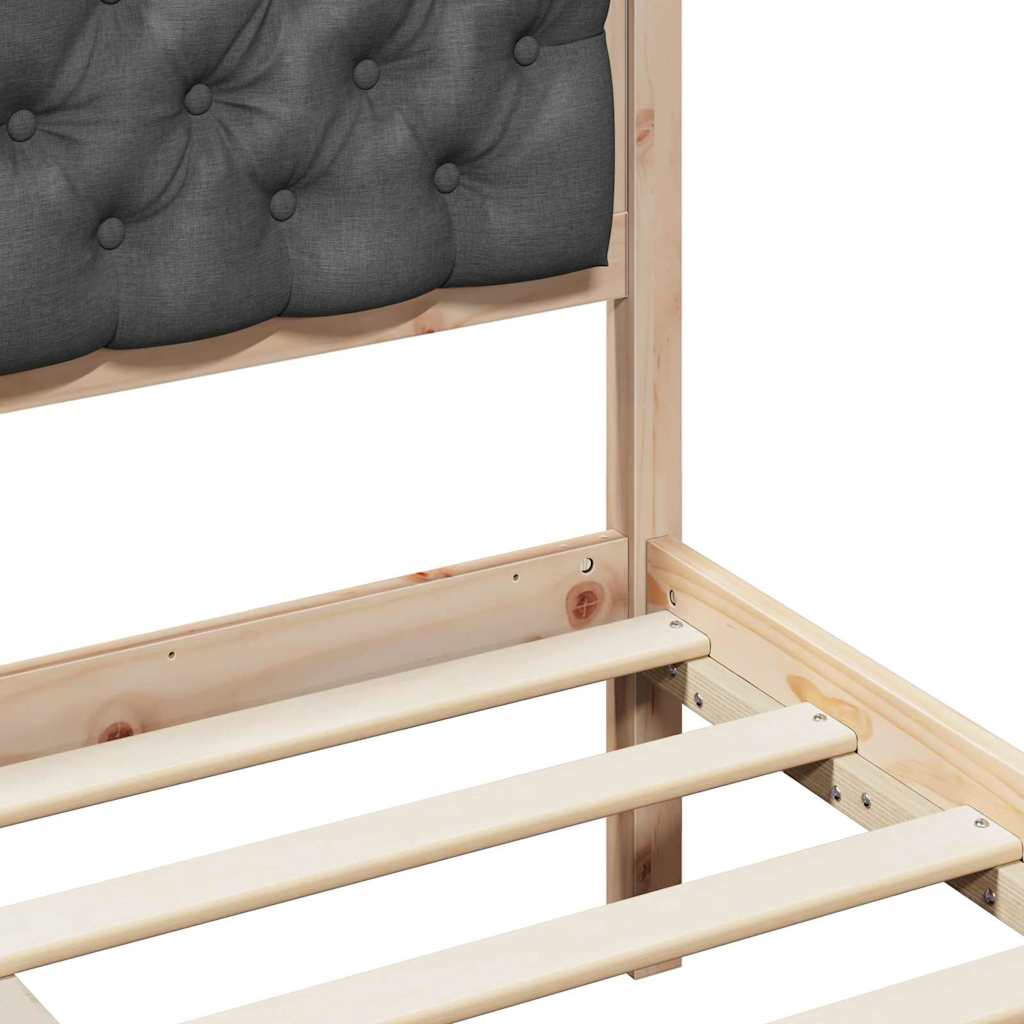 Bed Frame with Headboard Dark Grey 90 x 190 cm Solid Pine Wood