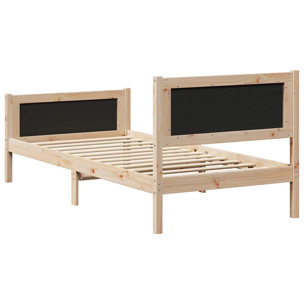 Bed Frame with Headboard Dark Grey 90 x 190 cm Solid Pine Wood