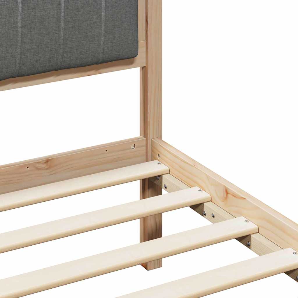 Bed frame Brown and dark grey 135 x 190 cm Solid pine wood