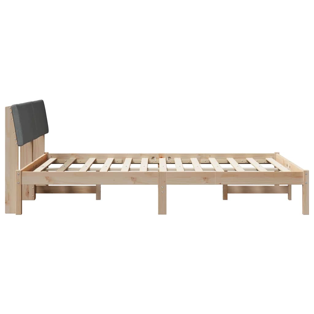 Bed frame Brown and dark grey 150 x 200 cm Solid pine wood