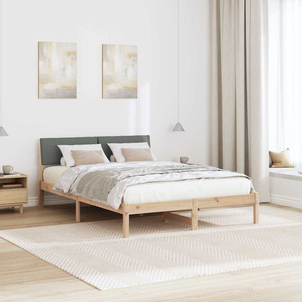 Bed frame Brown and dark grey 135 x 190 cm Solid pine wood